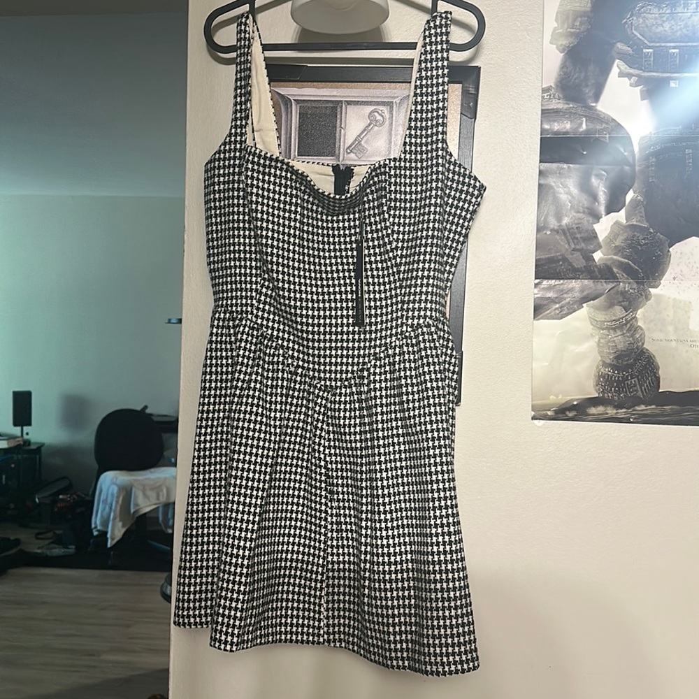 Fashion Nova Class Queen Houndstooth Mini Dress - Black/White